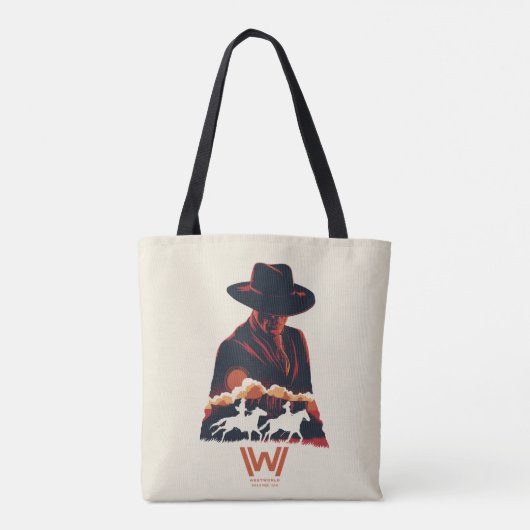 Westworld | Man in zwarte woestijn Silhouette Tote Bag (Achterkant)