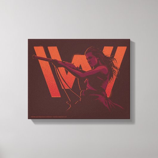 Westworld | Wyatt met Rifle Over Logo Canvas Afdruk (Voorkant)