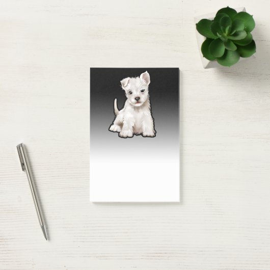 Westy puppy aangepaste zwarte fade Post-it notitie Post-it® Notes (Kantoor)