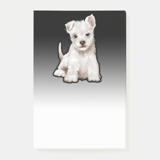 Westy puppy aangepaste zwarte fade Post-it notitie Post-it® Notes (Voorkant)