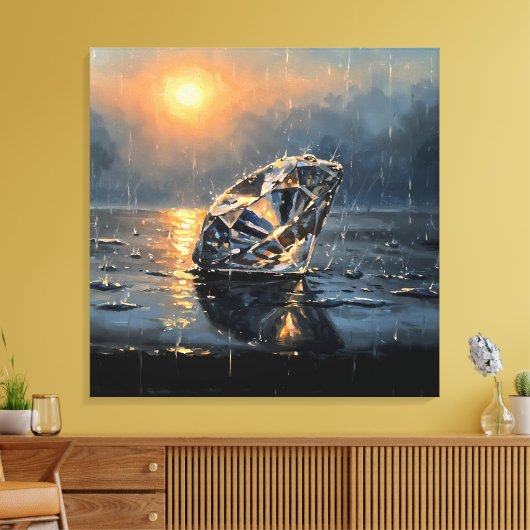 Wet Diamond - Impressionism Style Melancholy Art Canvas Afdruk (Insitu (Woonkamer))