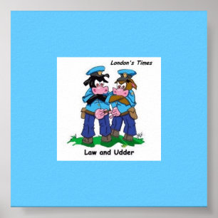 Wet & Grappige Koe Cartoon Poster