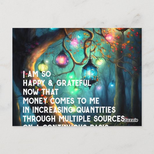 Wet inzake aantrekken Geldbebossing Quote Wealth Briefkaart (Achterkant)
