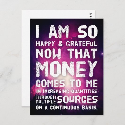 Wet inzake aantrekken Geldbebossing Quote Wealth Briefkaart (Voorkant / Achterkant)