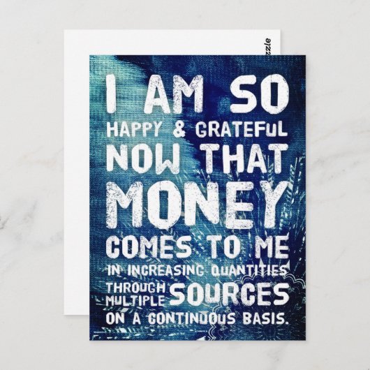 Wet inzake aantrekken Geldbebossing Quote Wealth Briefkaart (Voorkant / Achterkant)