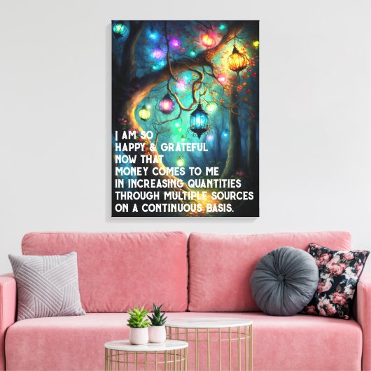 Wet inzake aantrekken Geldbebossing Quote Wealth Canvas Afdruk (Insitu (Woonkamer))