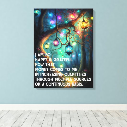 Wet inzake aantrekken Geldbebossing Quote Wealth Canvas Afdruk (Insitu (Houten vloer))