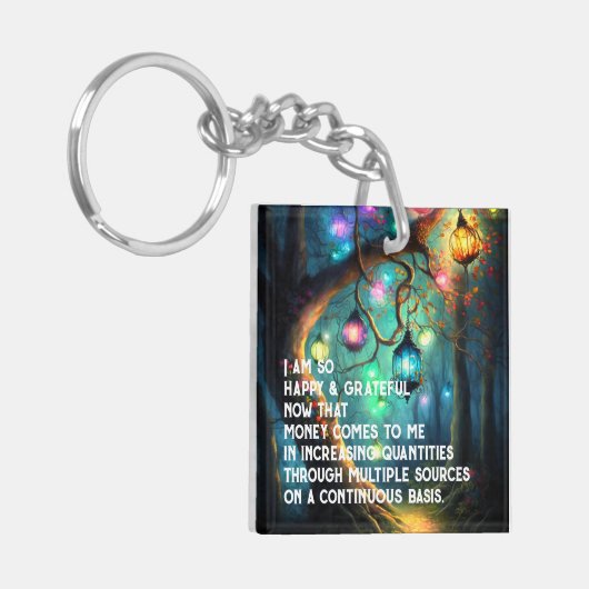 Wet inzake aantrekken Geldbebossing Quote Wealth Sleutelhanger (Voorkant Links)