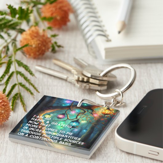 Wet inzake aantrekken Geldbebossing Quote Wealth Sleutelhanger (Voorkant Rechts)