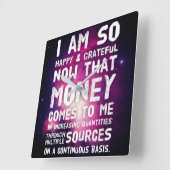 Wet inzake aantrekken Geldbebossing Quote Wealth Vierkante Klok (Hoek)