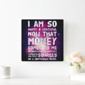 Wet inzake aantrekken Geldbebossing Quote Wealth Vierkante Klok (Huis)