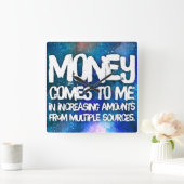 Wet inzake aantrekken Geldbebossing Quote Wealth Vierkante Klok (Huis)
