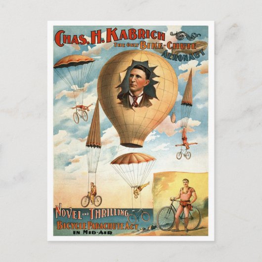 Wet op de fietsparachutes, 1896 briefkaart (Voorkant)