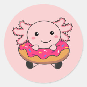 Wet op het zoete Axolotl-Snoep Donut Pink Classic  Ronde Sticker