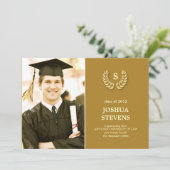 WET-rel Wreath Law Afstuderen Foto Uitnodiging (Staand voorkant)