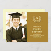 WET-rel Wreath Law Afstuderen Foto Uitnodiging (Voorkant / Achterkant)