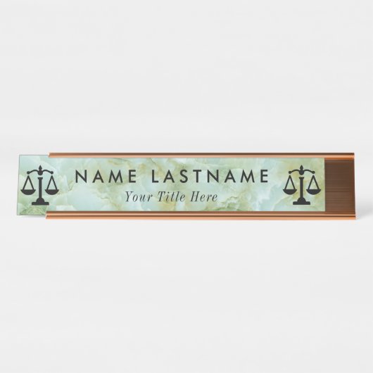wet | Schalen van rechtvaardigheid | Lawyer Desk N Bureau Naambordje (Voorkant)