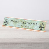 wet | Schalen van rechtvaardigheid | Lawyer Desk N Bureau Naambordje (Voorkant)