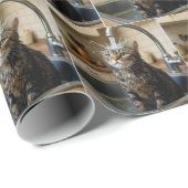 Wet Tabby Cat Sitting In a Kitchen Sink Cadeaupapier (Rol Hoek)