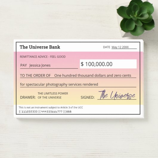 Wet van Aantrekking Blanco Check Pink Manifestatie Post-it® Notes (Kantoor)