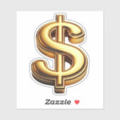 Wet van Aantrekking Gouden Dollar Teken Sticker (Vel)