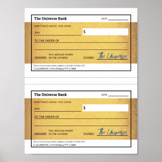 Wet van Aantrekkingskracht Blanco Afdrukbare Goude Poster (Voorkant)