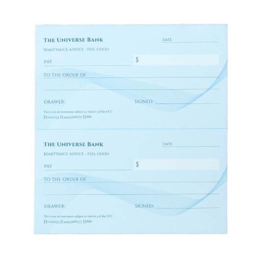 Wet van Aantrekkingskracht Elegante Blauwe Blanco Notitieblok (Voorkant)