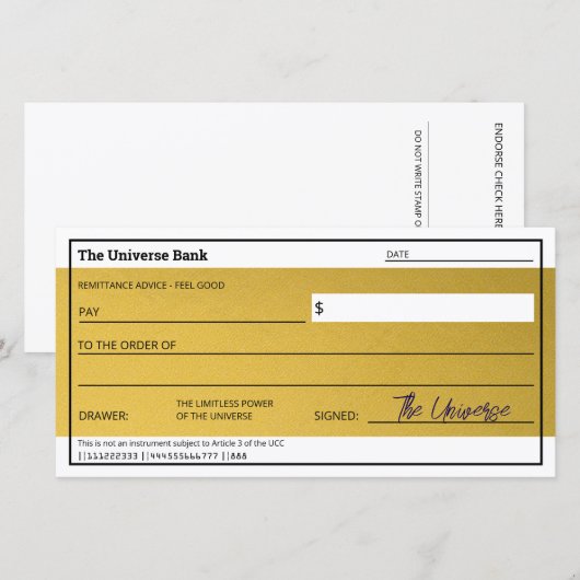 Wet van Aantrekkingskracht Goud Overvloed Check Pl (Voorkant / Achterkant)