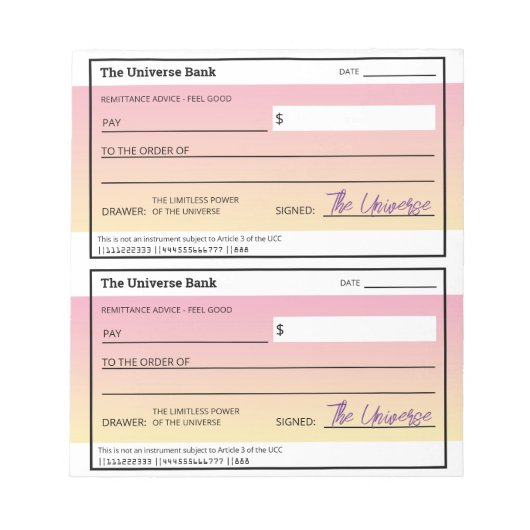 Wet van Aantrekkingskracht Roze Gradiënt Blank Che Notitieblok (Voorkant)