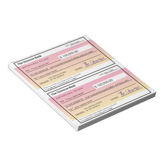 Wet van Aantrekkingskracht Roze Tekst Sjabloon Bla Notitieblok (Schuin)