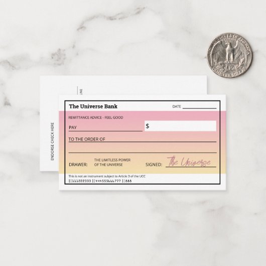 Wet van Aantrekkingskracht Schattige Roze Manifest Notitiekaartje (Voorkant / Achterkant in situ)