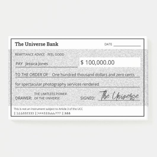 Wet van Aantrekkingskracht Zilveren Glitter Girly  Post-it® Notes (Voorkant)