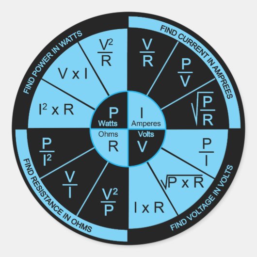 Wet van Ohm - Zwart en Blauw Ronde Sticker (Voorkant)