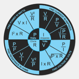 Wet van Ohm - Zwart en Blauw Ronde Sticker