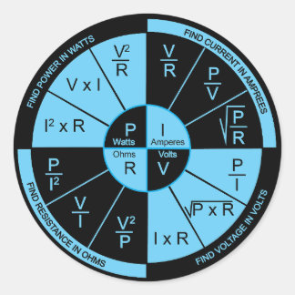 Wet van Ohm - Zwart en Blauw Ronde Sticker