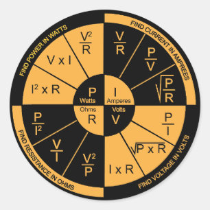 Wet van Ohm - Zwart en Sinaasappel Ronde Sticker