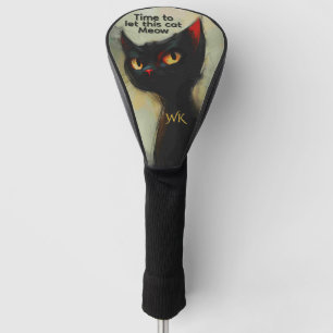Wetende Zwarte Ninja Kat Grappig & Geborduurd Golfheadcover