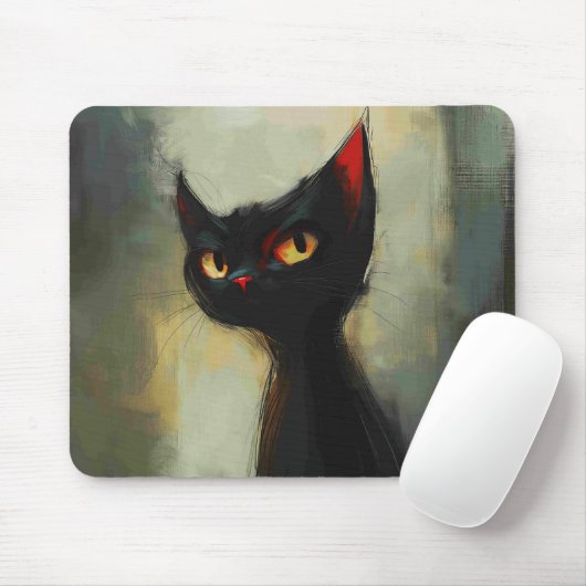 Wetende Zwarte Ninja Kat Muismat (Met muis)