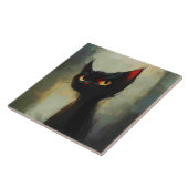Wetende Zwarte Ninja Kat Tegeltje (Zijkant)