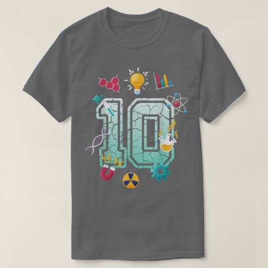 Wetenschap 10 Jaar Oude School Party Scientif T-shirt (Design voorkant)