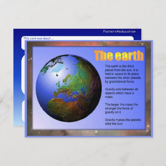 Wetenschap, Aarde Briefkaart (Voorkant / Achterkant)