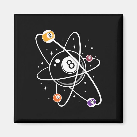 Wetenschap Atom Pool Lover 8- Biljart Magneet (Voorkant)