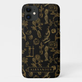 Wetenschap Biologie Kunst Goud Patroon Monogram Case-Mate iPhone Case (Achterkant)
