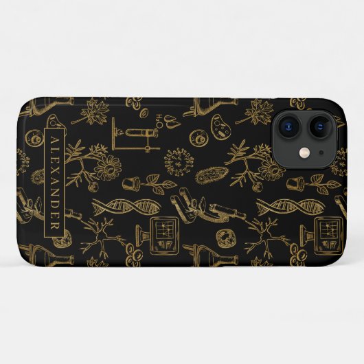 Wetenschap Biologie Kunst Goud Patroon Monogram Case-Mate iPhone Case (Achterkant (horizontaal))