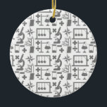 Wetenschap Biologie Natuurkunde Geografie Wiskunde Keramisch Ornament<br><div class="desc">Een collectie wetenschappelijke items vormt dit leuke nerd-patroon. Er zijn items uit verschillende wetenschappen,  waaronder wiskunde,  biologie,  natuurkunde,  geografie,  geologie en chemie. Het is een microscoop,  experiment,  bekers,  Bunsenbrander,  wiskunde symbolen,  kompas en andere items.</div>