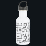 Wetenschap Biologie Natuurkunde Geografie Wiskunde Waterfles<br><div class="desc">Een collectie wetenschappelijke items vormt dit leuke nerd-patroon. Er zijn items uit verschillende wetenschappen,  waaronder wiskunde,  biologie,  natuurkunde,  geografie,  geologie en chemie. Het is een microscoop,  experiment,  bekers,  Bunsenbrander,  wiskunde symbolen,  kompas en andere items.</div>