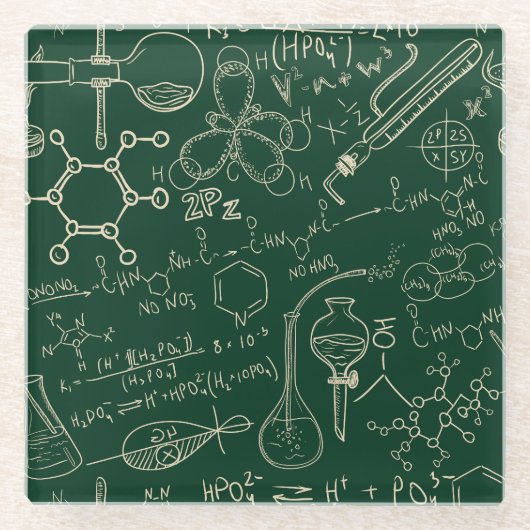 Wetenschap, chemie,  laboratoriumpatroon glazen onderzetter (Voorkant)