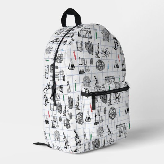 Wetenschap Chemie Wetenschapper Patroon Terug naar Bedrukte Rugzak (Achterkant Hoek Links)
