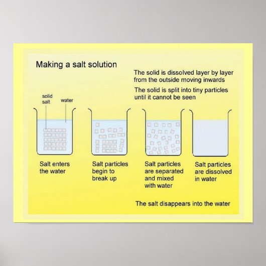 Wetenschap, Chemie, Zoutoplossing maken Poster (Voorkant)