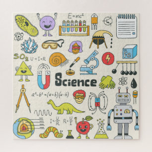 Wetenschap Doodles: Handgetekende schoolset. Legpuzzel